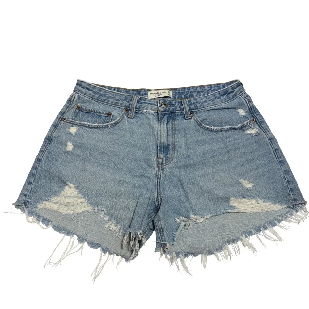 Abercrombie & Fitch Curve Love The Baggy Short Low Rise Distressed Denim 28/6